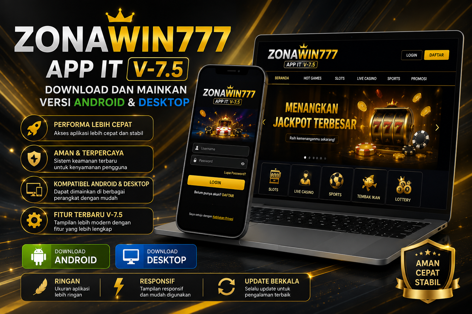ZONAWIN777 * APP IT V-7.5 (Download) Dan Mainkan Versi Android & Desktop by Hey siriusly